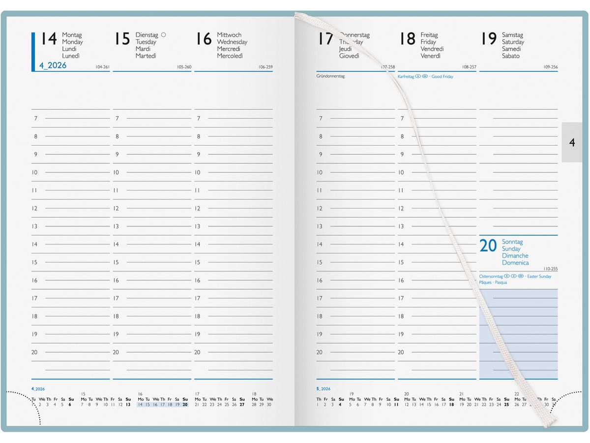 BIELLA Agenda Colorful 7 2026 809707310026U 1S/2P verde s. ML 14.5x20.5cm (7611365524655)