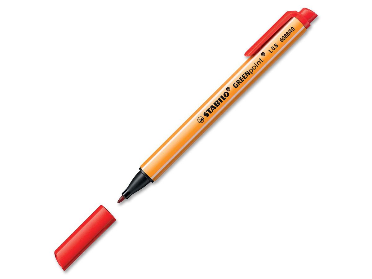 STABILO Stilo fibre GREENpoint 0.8mm 6088/40 rouge (4006381399036)