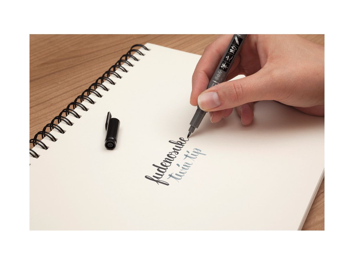 TOMBOW Marker Twin WS-TBS nero/grigio, Fudenosuke (4901991645873)