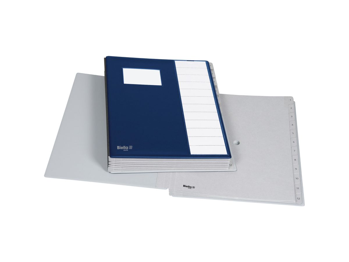 BIELLA Cartella a scomparti Pronto A4 32041207U blu scuro 12 scomparti (7611365287024)