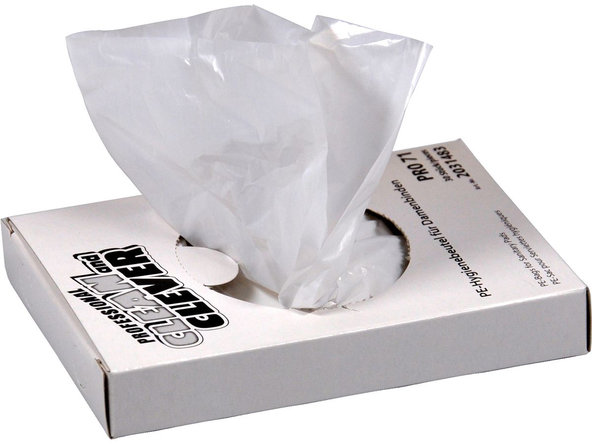 CLEAN AND CLEVER Sacs hygiéniques 7.2x23cm 6045.1 PRO71 blanc Prestige 25x30 Stk (4024009001239)