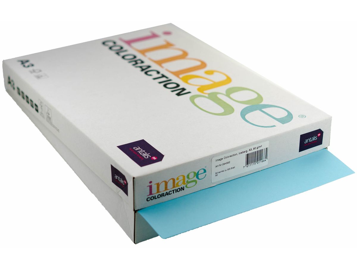 IMAGE COLORACTION Kopierpapier Iceberg A3 294352 80g, eisblau 500 Blatt (7611115011664)