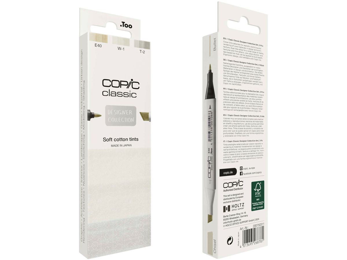 COPIC Marker Classic Designer 200750311 Soft cotton tints 3 pièces (4013695268781)