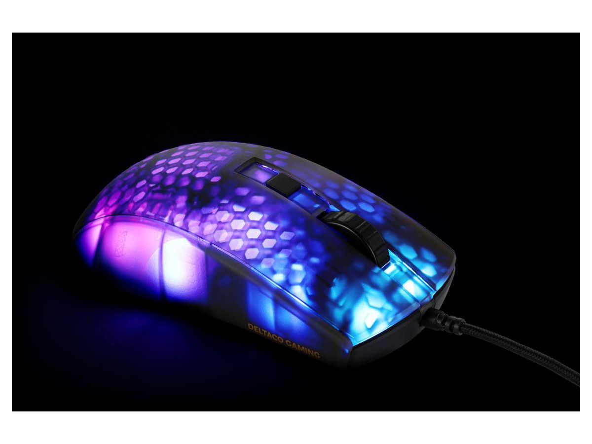 DELTACO Ultralight Gaming Mouse,RGB GAM-144 Semi-Transparent,DM310,Black (7333048058591)