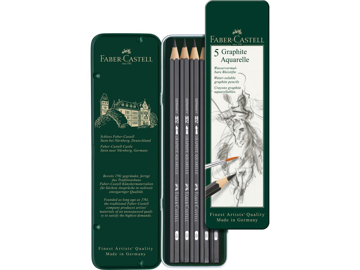 FABER-CASTELL Crayon Graphite Aquarelle 117805 metallic box 5 pcs. (4005401178057)