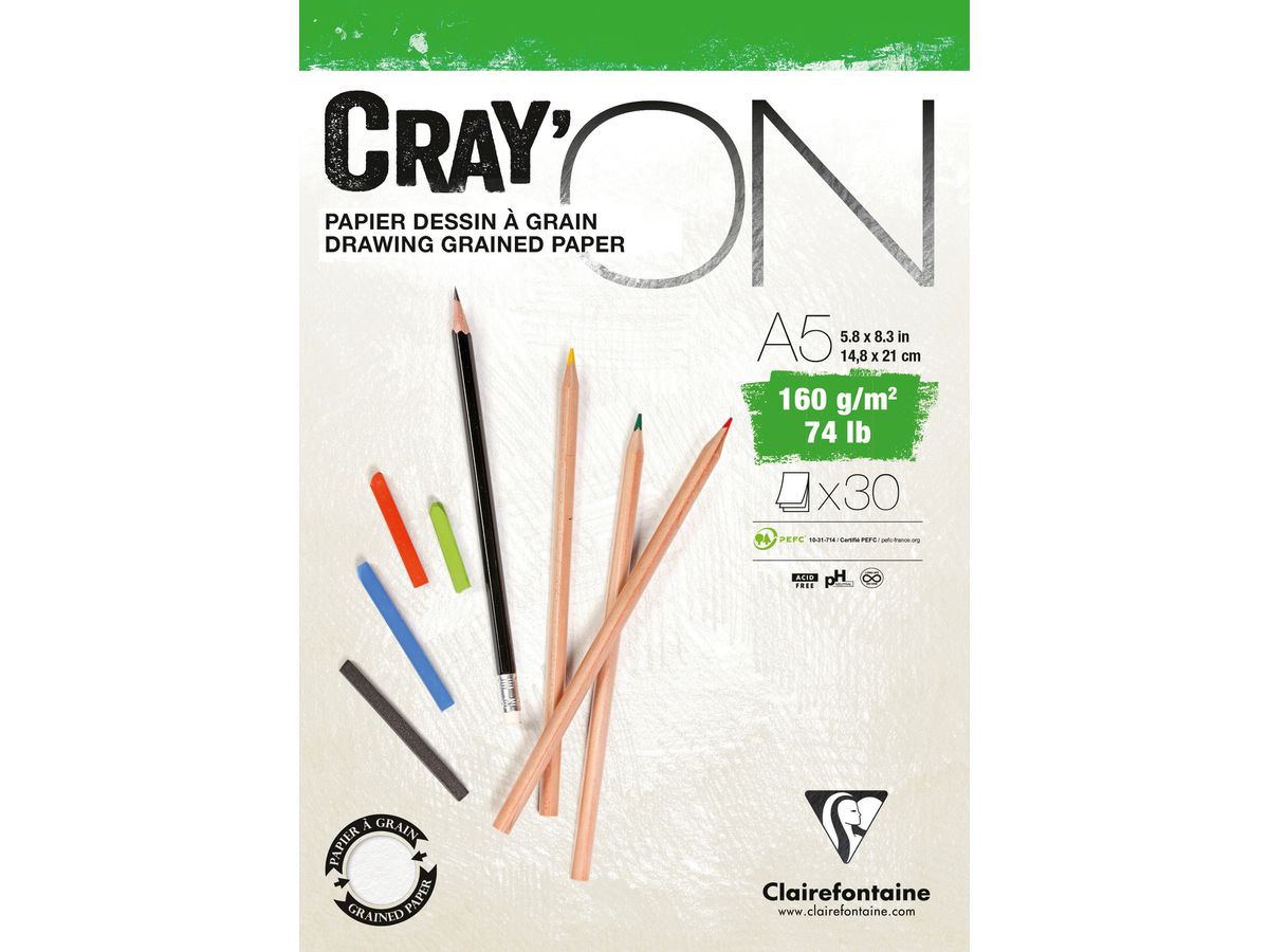 CLAIREFONTAINE Cray'On A5 975026C Blanc 30 feuilles (3329689750264)