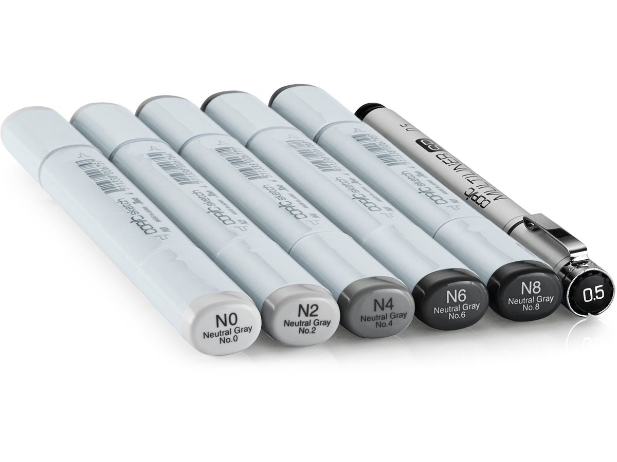 COPIC Marker Sketch 21075681 Set Sketching Greys, 6 Stück (4511338052624)
