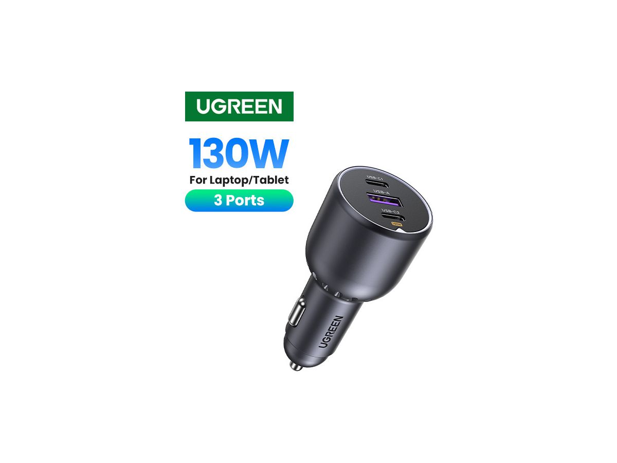 UGREEN Fast Car Charger 130W 3-Port 35025 2x USB-C, 1x USB-A (6941876230259)