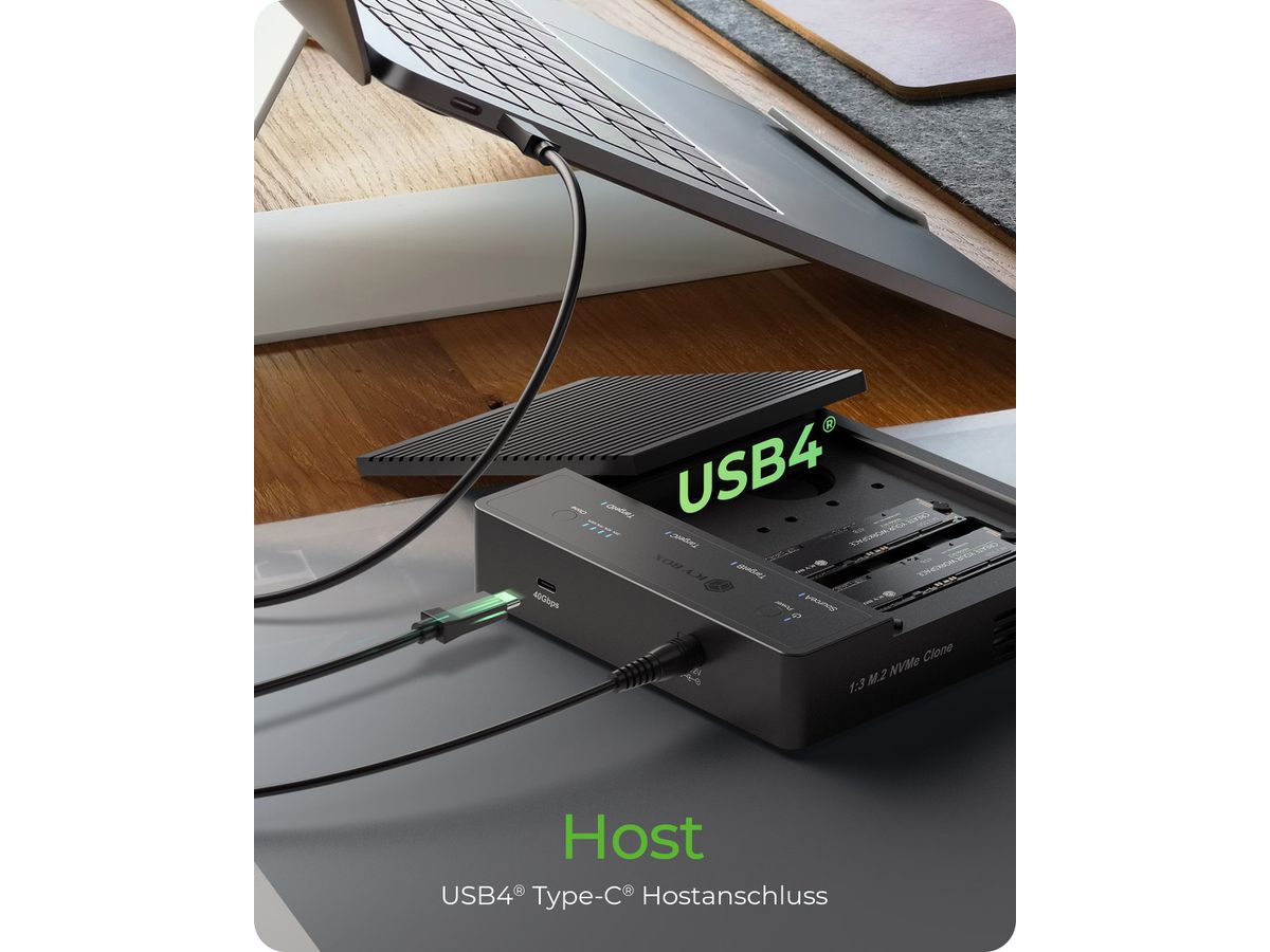 ICY BOX Docking & CloneStation IB-4013MCL-C4 4x M.2 NVMe SSD, USB4 (4250078174868)
