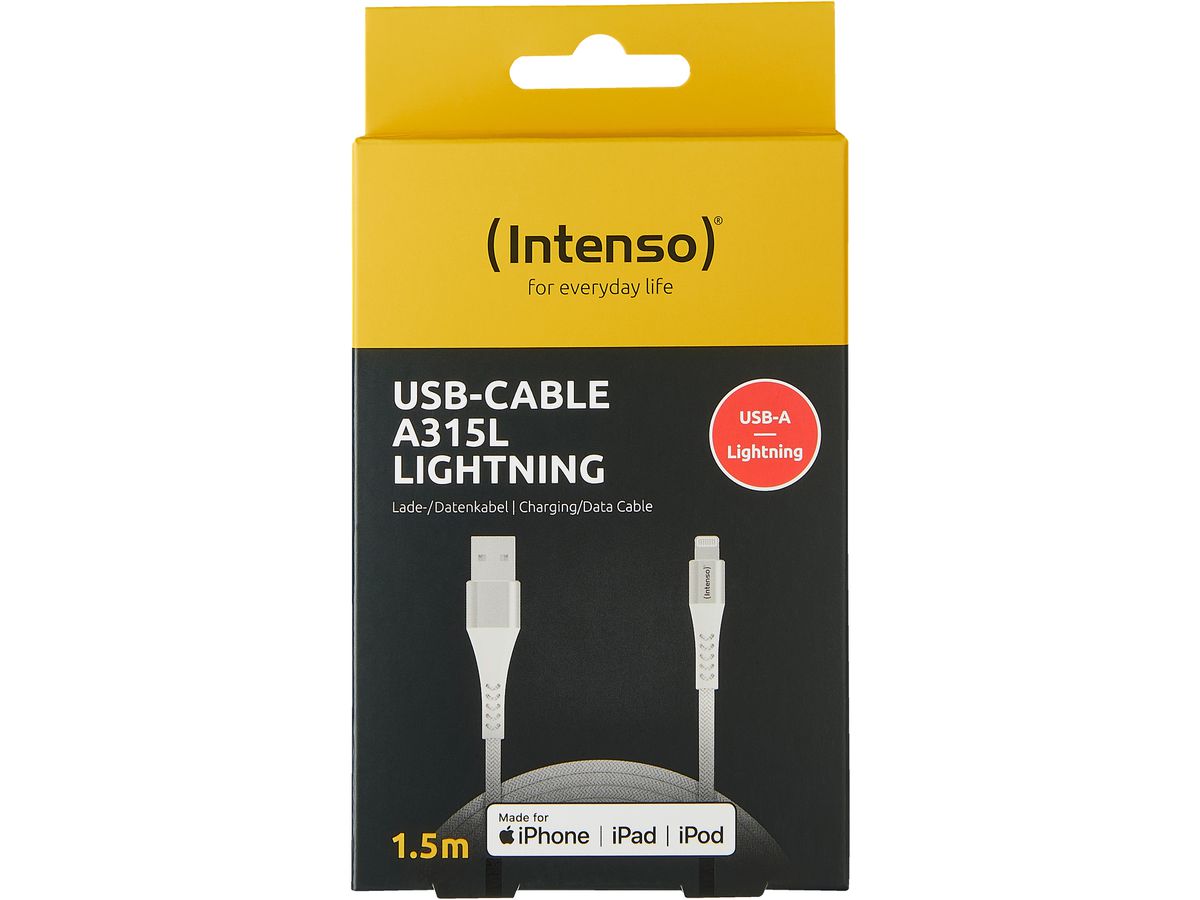 INTENSO Cable USB-A to Lightning 7902102 1.5 m, Nylon white (4034303033867)