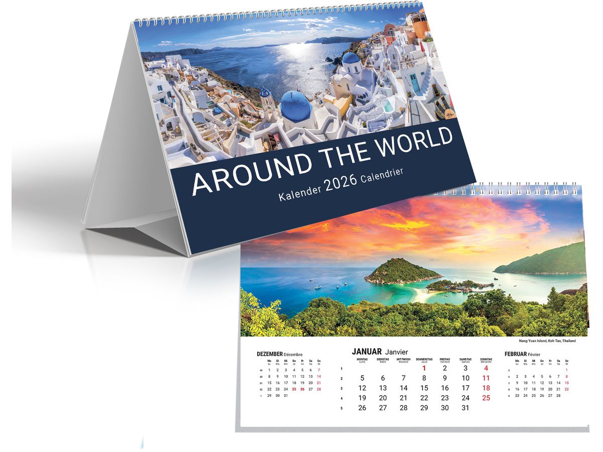 SIMPLEX 3-Monats-Tischkalender 2026 61103.26 3M/1S Around the World 21x14cm (7611468041288)