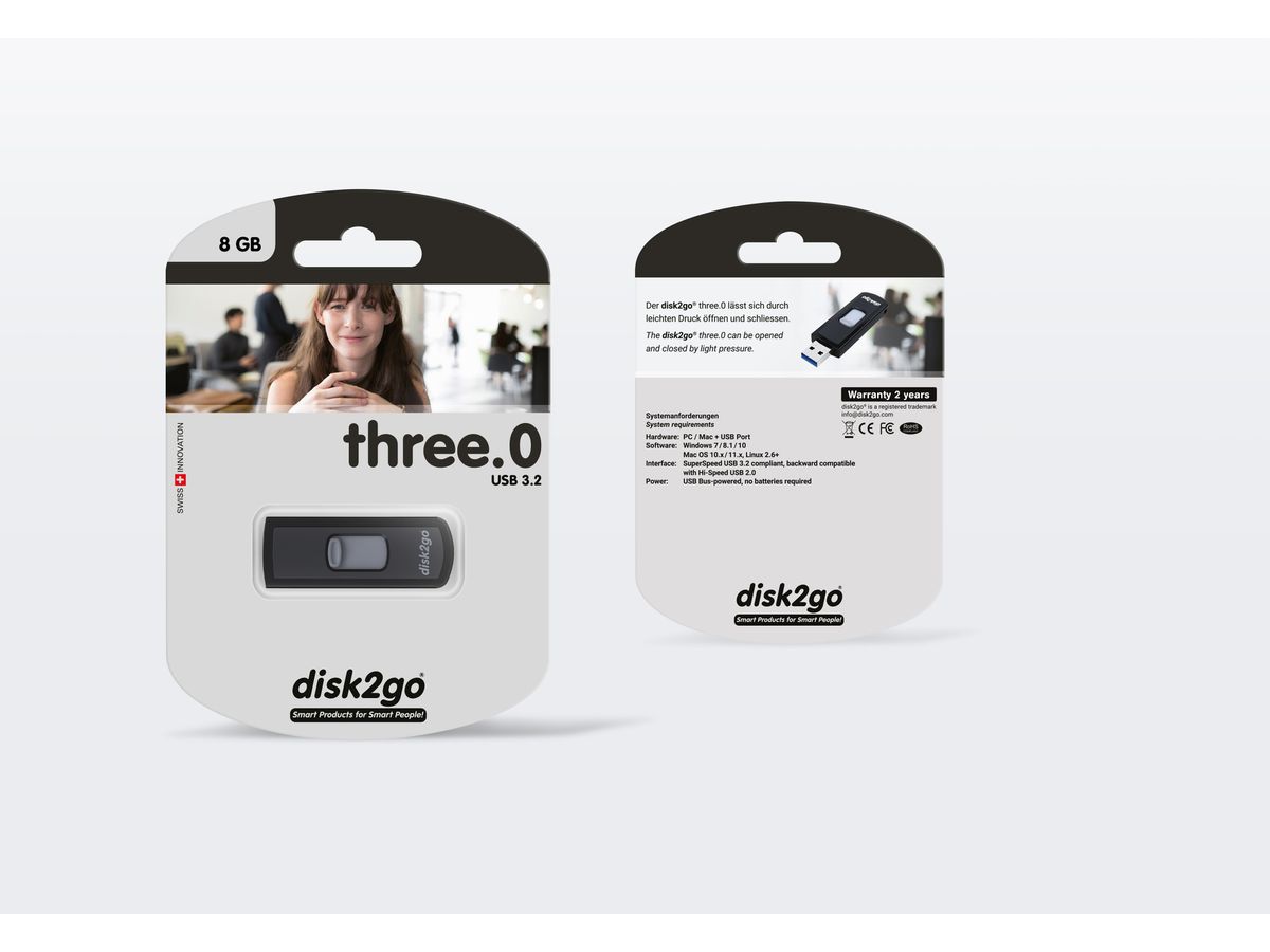 DISK2GO USB-Stick three.O 8GB 30006461 USB 3.0 (7640111165279)