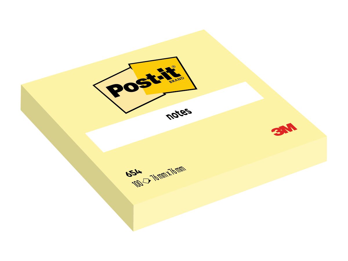 POST-IT Block 76x76mm 654-6 gelb/100 Blatt (3134375014021)
