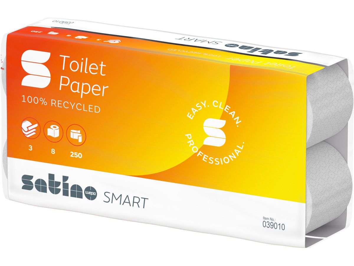 SATINO Toilettenpap. Satino Smart 2112137 3-lagig, 8 Rollen, recycled (4000735088300)