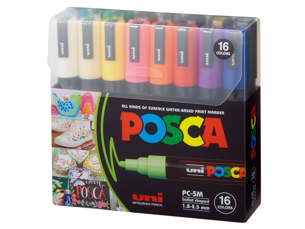 POSCA Marker 1.8-2.5mm PC-5M 16C 16 colori ass. (4902778246108)