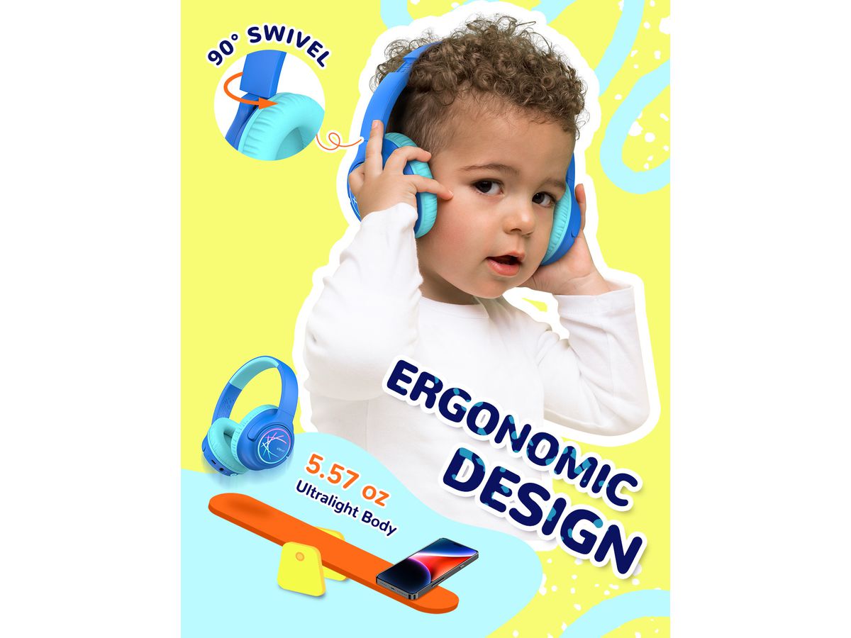 ICLEVER Kids Bluetooth Headphones C10-2083N-21 BTH18, LED, 43h, blue (6934911794465)