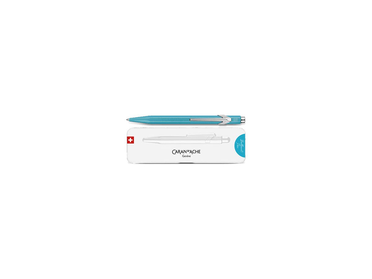 CARAN D'ACHE Stylo à bille 849 Colormat-X 849.681 turquoise bleu, Slimpack (7630002351881)