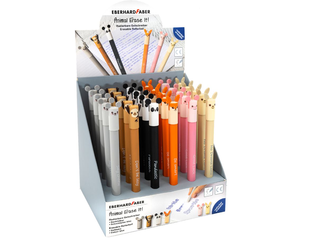EBERHARD FABER Penna Gel Erase It Display 560104 Animal, ass. 36 pezzi (4087205601047)
