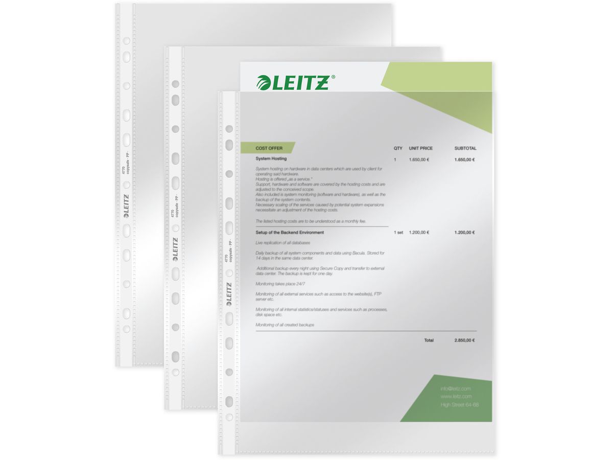 LEITZ Dossier PP A4 47700002 chiaro, 0,08mm 100 pz. (4002432432929)
