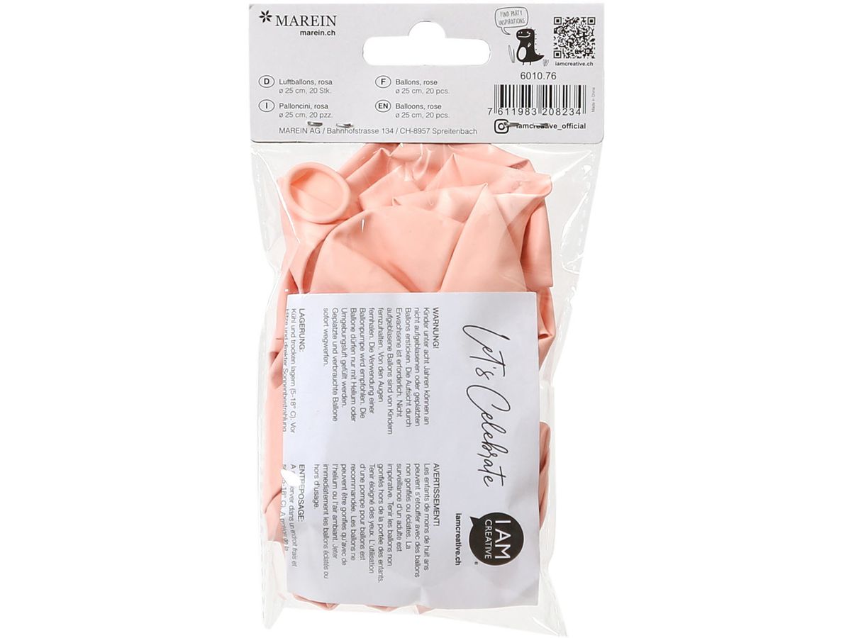 I AM CREATIVE Luftballons, rosa 6010.76 20 Stück (7611983208234)