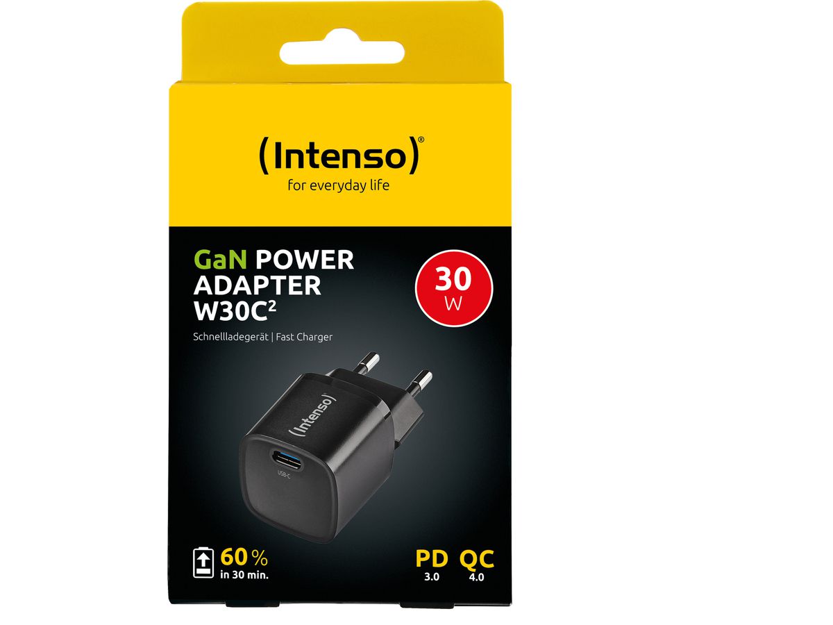 INTENSO Power Charger 30W GaN black 7803060 30W, 1xUSB-C (4034303034642)