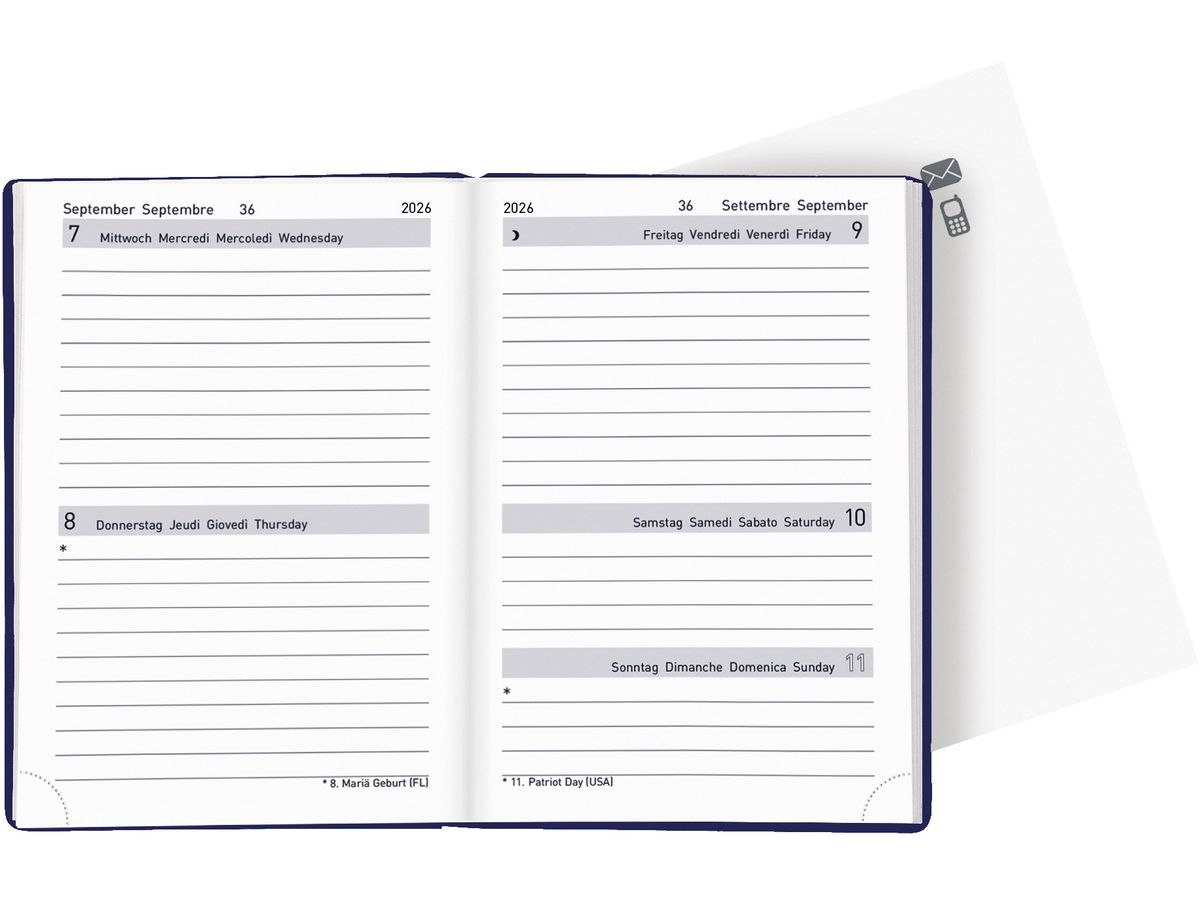 BIELLA Agenda Tell 2026 823201050026U 2J/1P bleu ML 8.5x12.5cm (7611365525171)