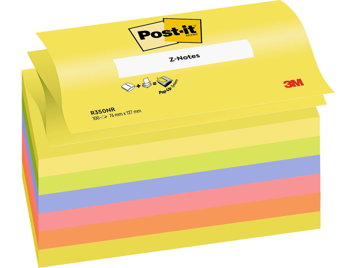 POST-IT Z-Notes neon 76x127mm R-350NRB rainbow 100 fogli (4001895838255)