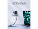AUKEY OmniaMix II 67W GaN PD PA-B6U GY 3-Port, Wall Charger (0689323786893)