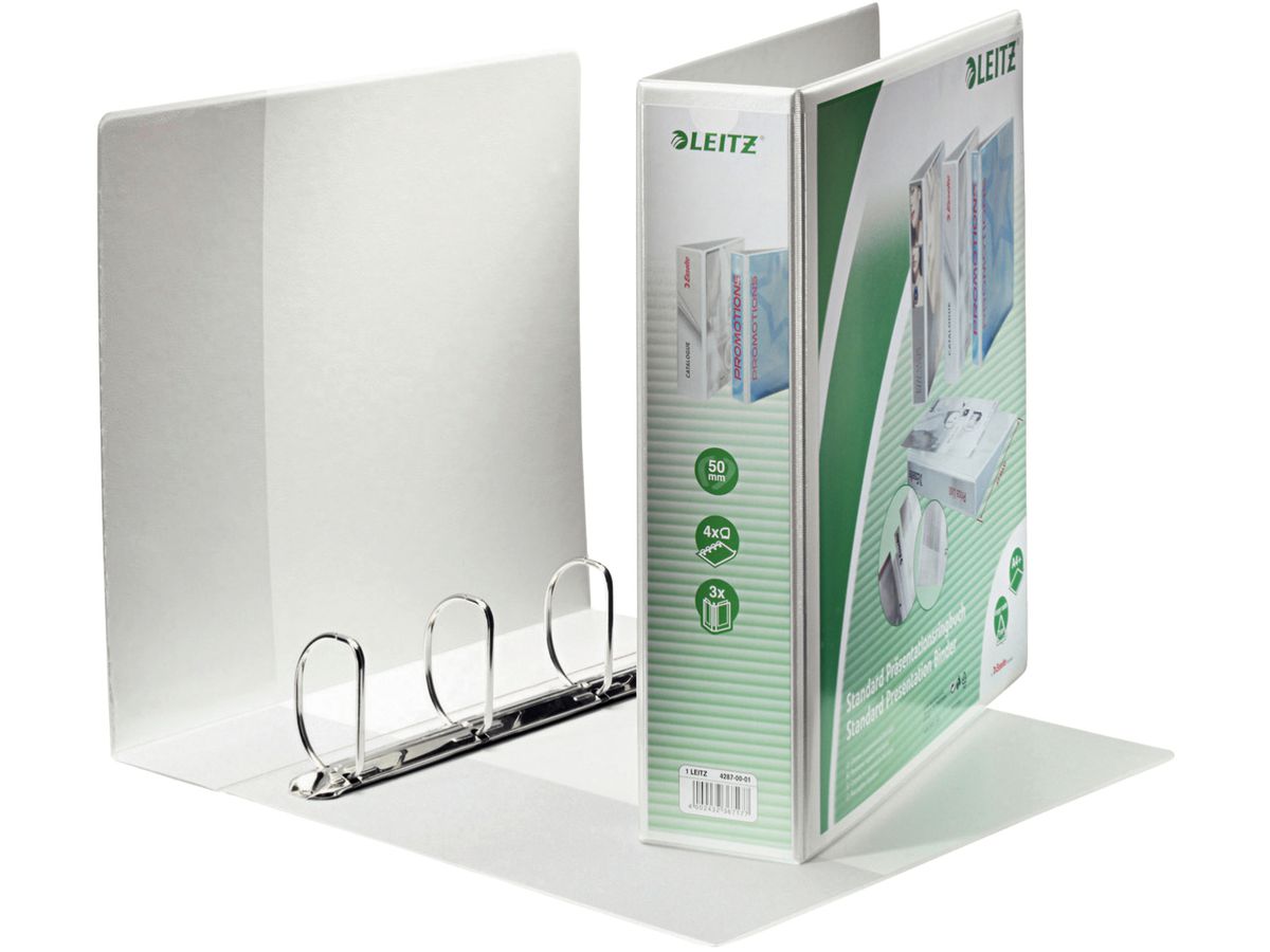 LEITZ Classificatore ad anelli A4 42870001 bianco 4R 77mm (4002432367177)