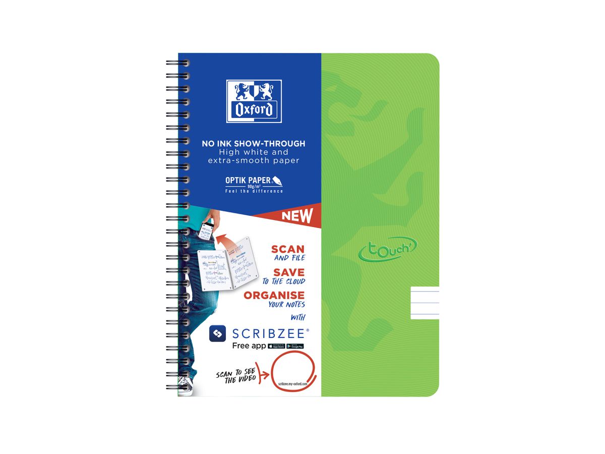 OXFORD Touch Carnet spirale 400118803 A5, ligné 70 flls, vert clair (5904017342267)
