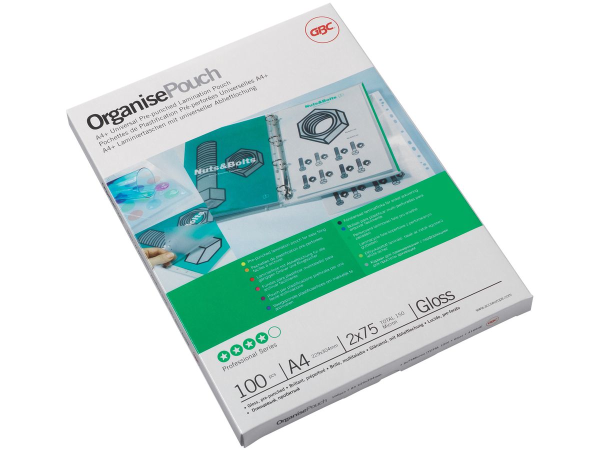 GBC Pochettes à plastifier A4+ 3743156 brillant, 250my (2*125my) 100p (0033816033085)
