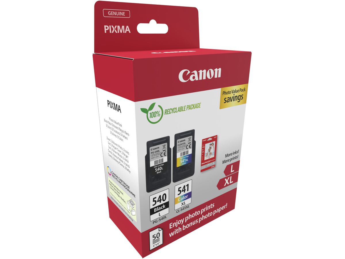 CANON Photo Value Pack L/XL CMYBK PGCL540/1 PIXMA MG2150 GP-501 50fo. (8714574679341)