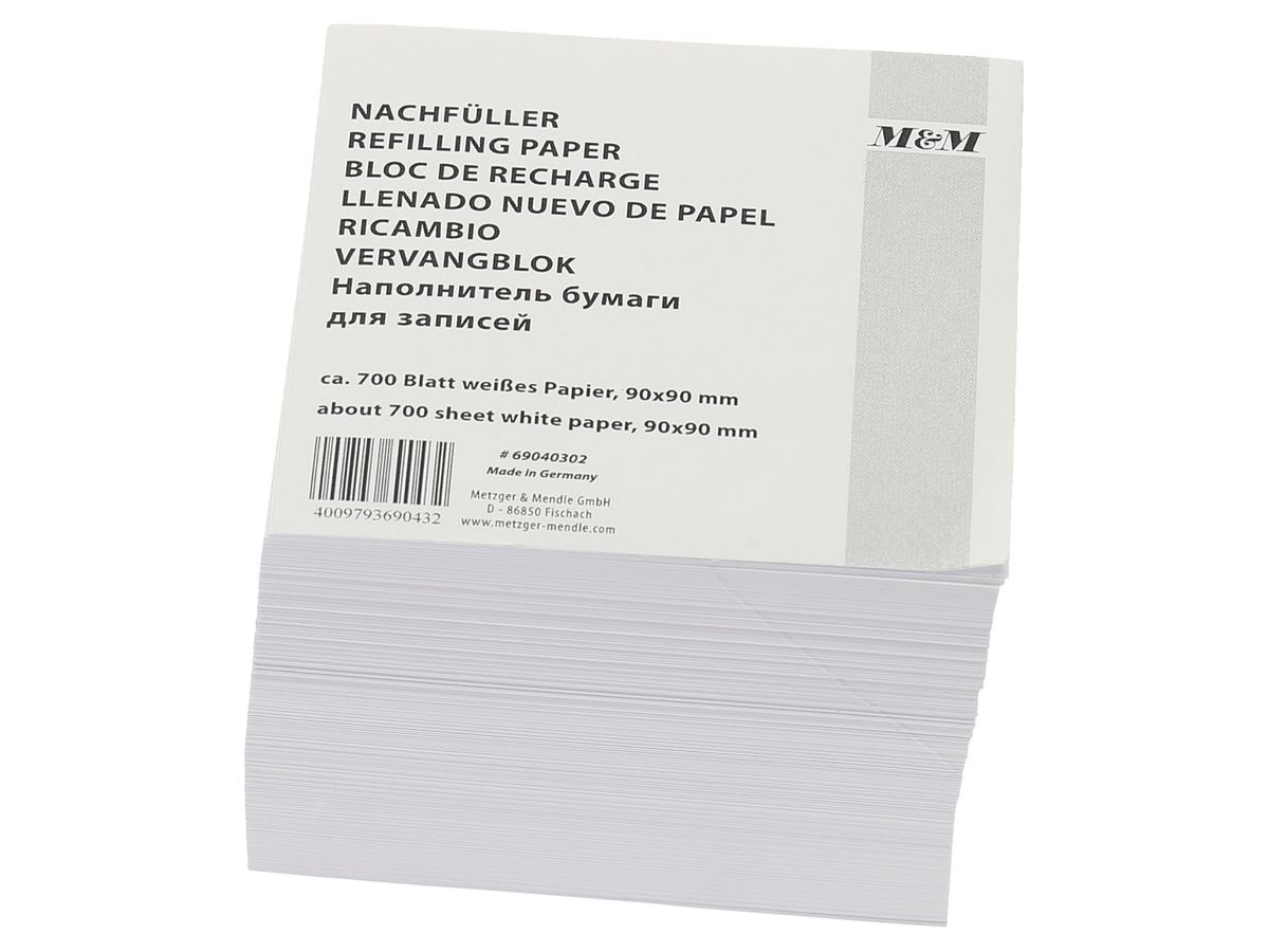 M&M Notice Porte-bloc 9x9cm 69040302 blanc 700 flls. (4009793690432)
