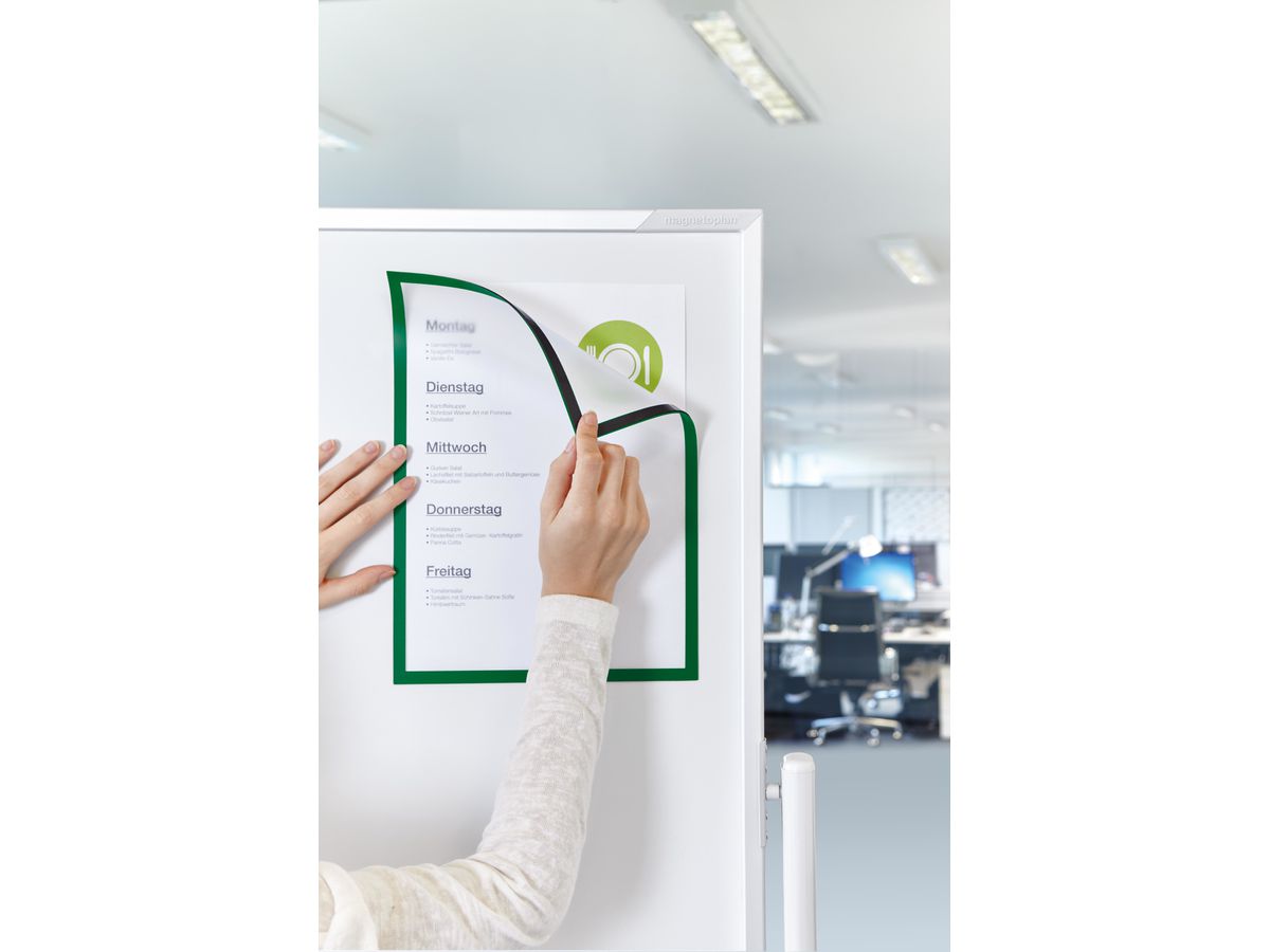 MAGNETOPLAN Cornice calamita magnetofix A4 1130305 verde 5 pezzi (4013695013664)