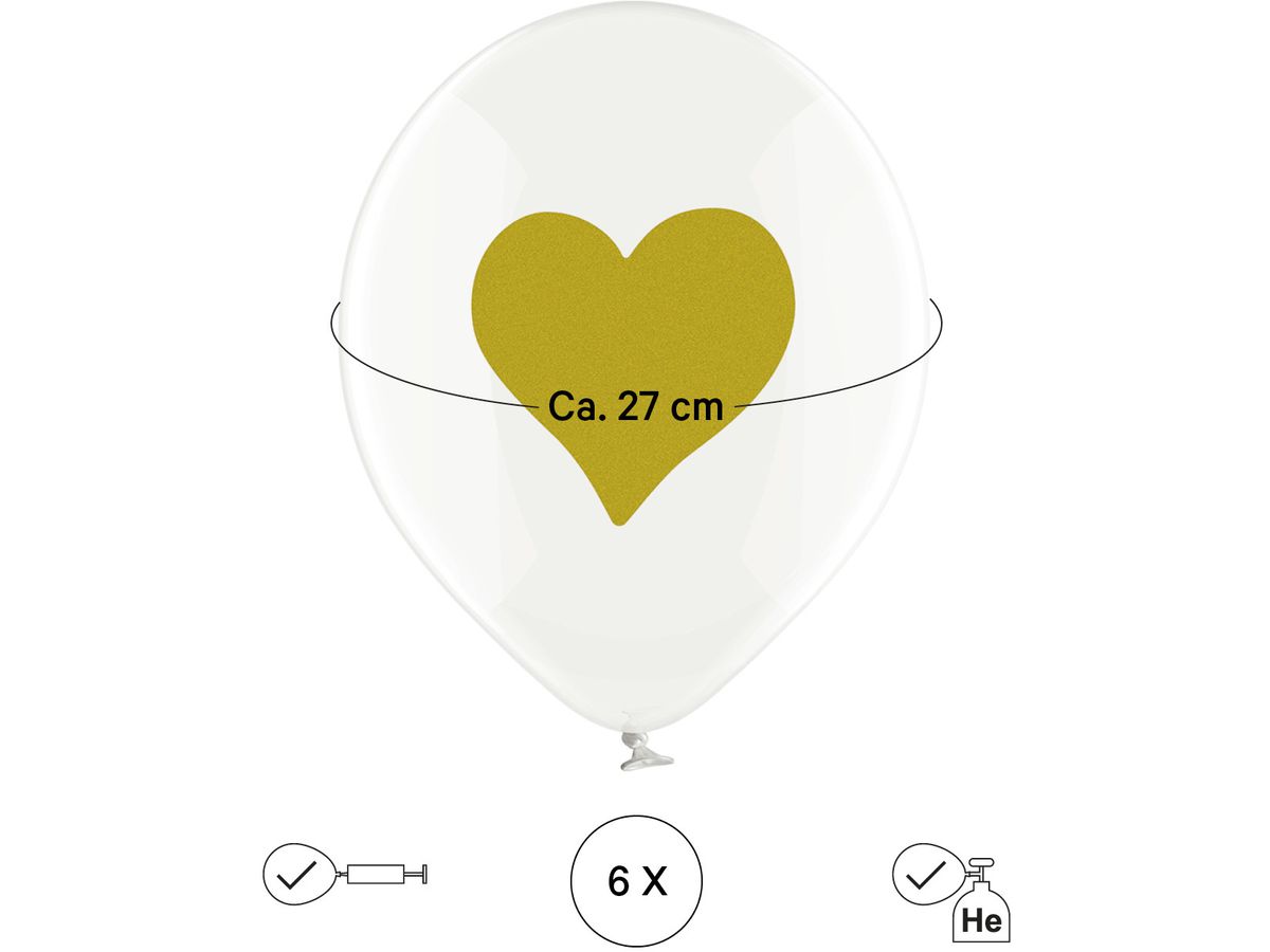 I AM CREATIVE Ballons Cur doré 27cm 1000-1059 transparent 6 pièces (7611983246854)