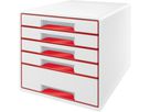LEITZ Cassetti portadoc. WOW Cub A4 5214-20-26 bianco/rosso, 5 cassetti (4002432135189)