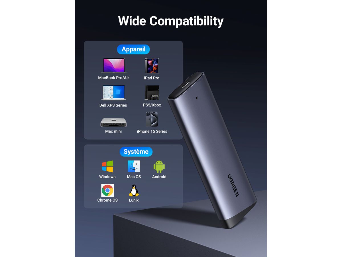 UGREEN Hard Drive Enclosure(10Gbps) 35267 USB-C 3.1,M.2,NVME (6941876232673)