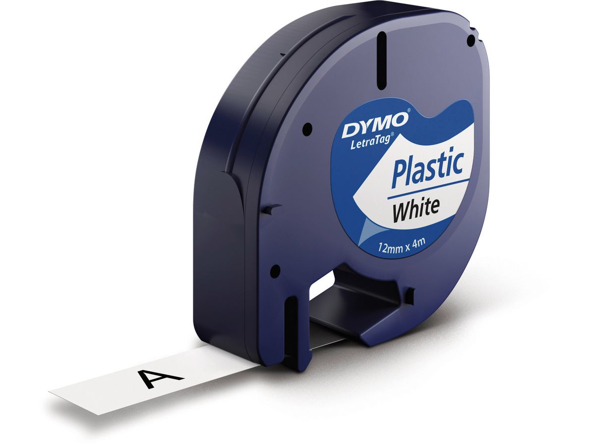 DYMO Ruban LetraTag blanc S0721660 Plastique 12mmx4m (5411313912211)