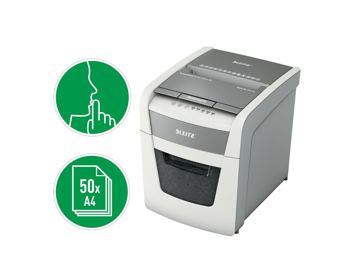 LEITZ Distruggi documenti IQ AF 80352000 Small Office 50, P-4, 20lt (4002432130047)
