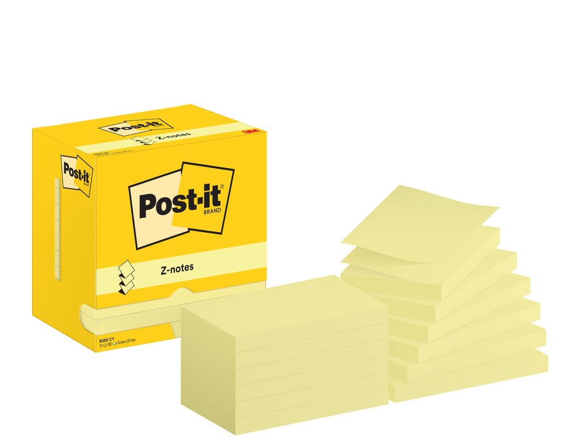 POST-IT Z-Notes 127x76mm R350 CY jaune 12x100 feuilles (4064035065843)