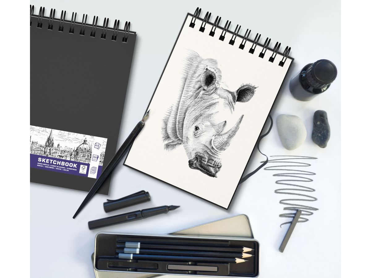 OXFORD Skizzenbuch A4 400152648 schwarz, blanco, 100g 50 Blatt (5904017391104)