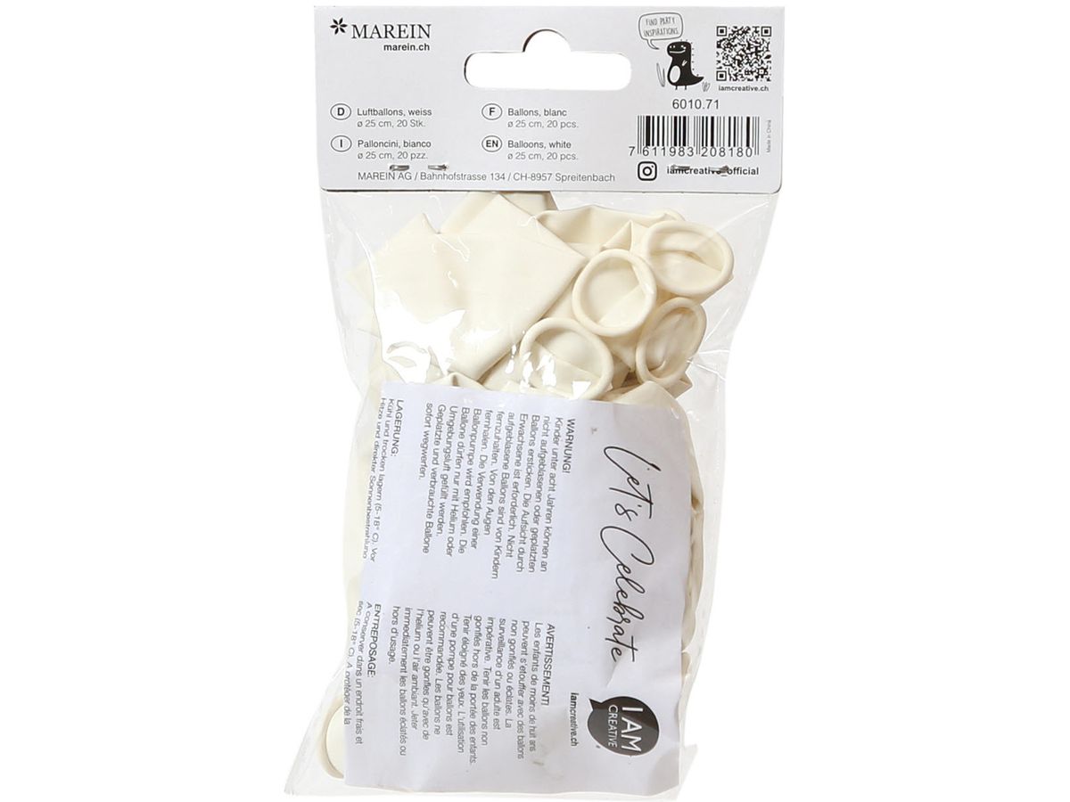 I AM CREATIVE Ballons, blanc 6010.71 20 pcs. (7611983208180)