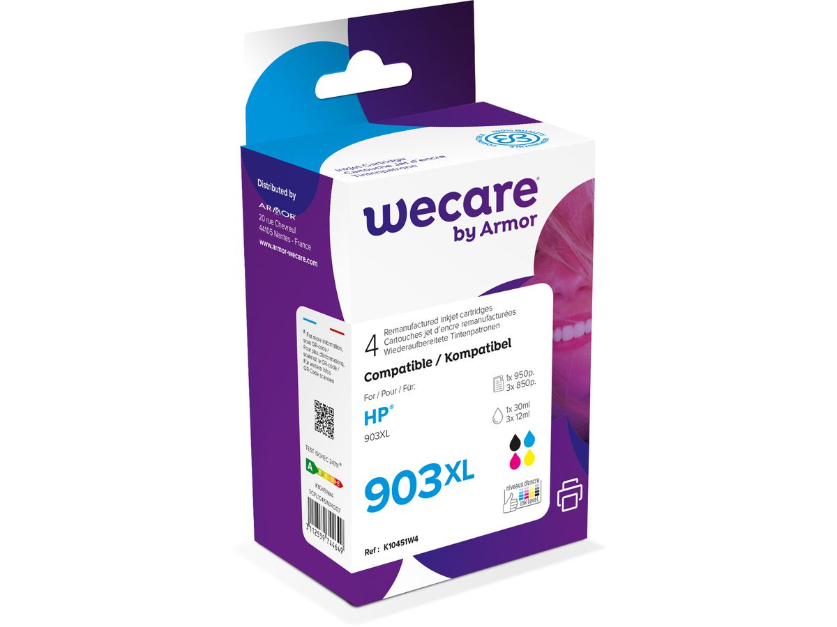 WECARE Inchiostro 903XL rebuilt CMYBK 1CC20AEWE p.HP OfficeJet 6950 30/3x12ml (3112539744649)