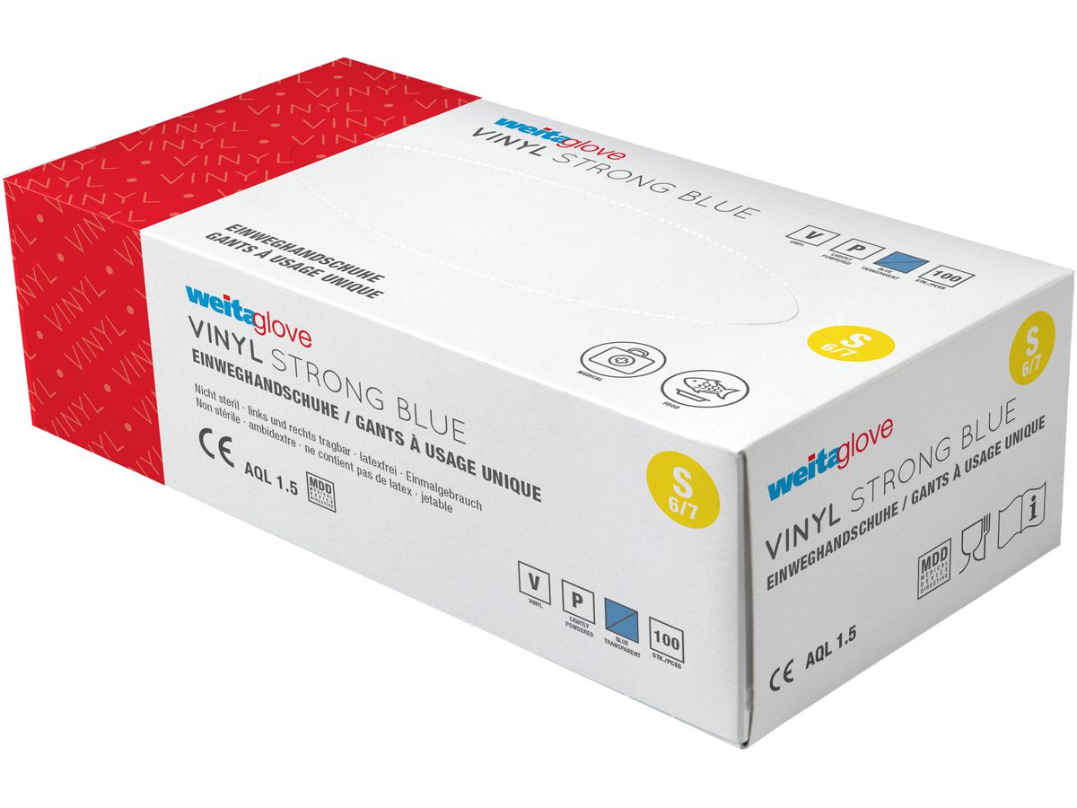 WEITA Gants jetables Vinyl S 241001 bleu 100 pièces (7610588241004)