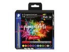 STAEDTLER Fasermaler mit Pinselspitze 371 C12-1 pigment pen 376 12er Set (4007817096994)