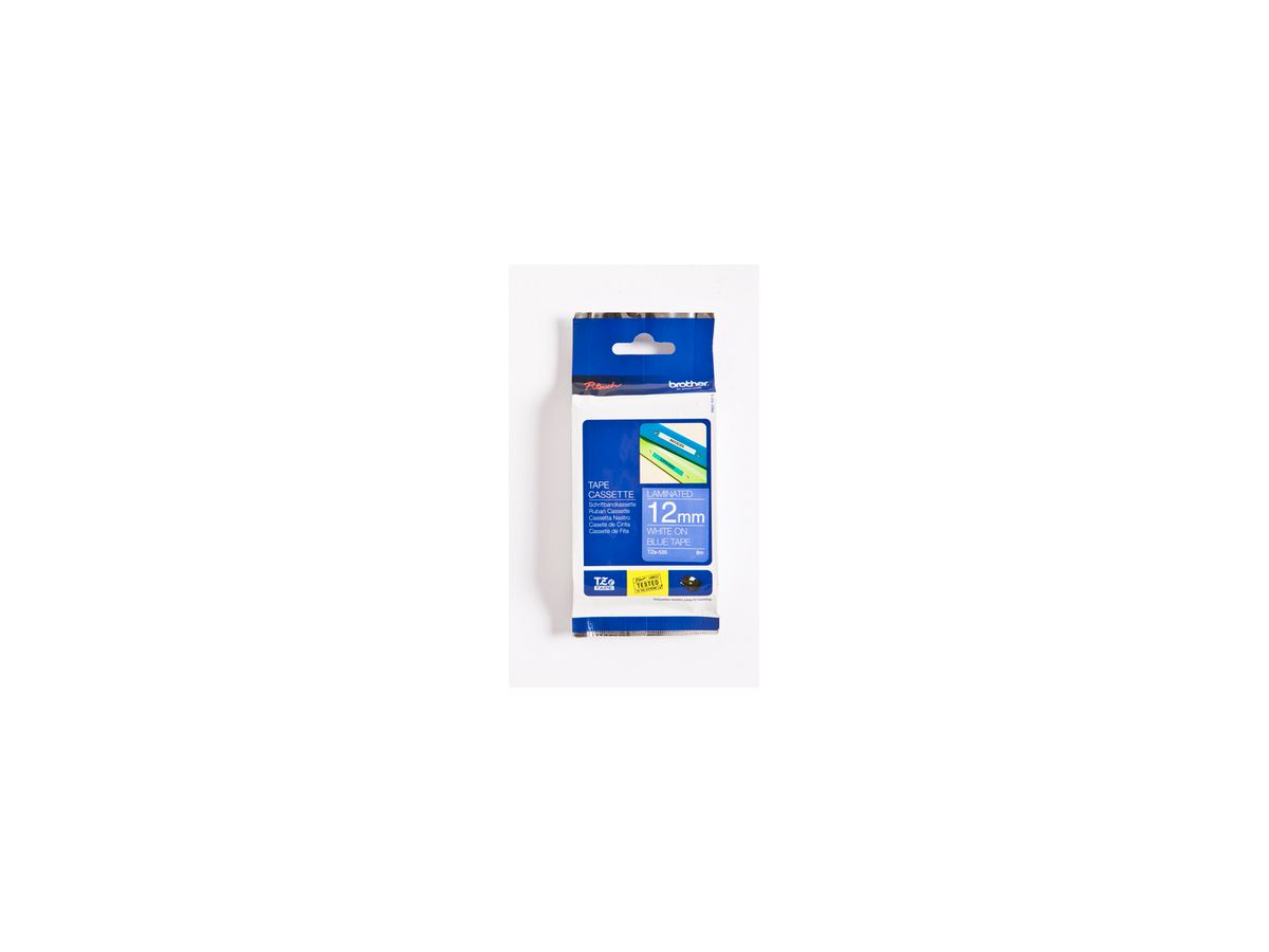PTOUCH Nastro, plastific. bianco/blu TZe-535 PT-1280VP 12 mm (4977766686471)