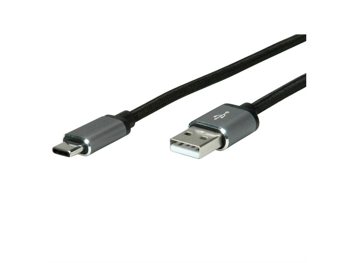 ROLINE USB-A-C, Datenkabel 11.02.9028 Black/Sil, ST/ST, USB 2.0 1.8m (7611990142224)