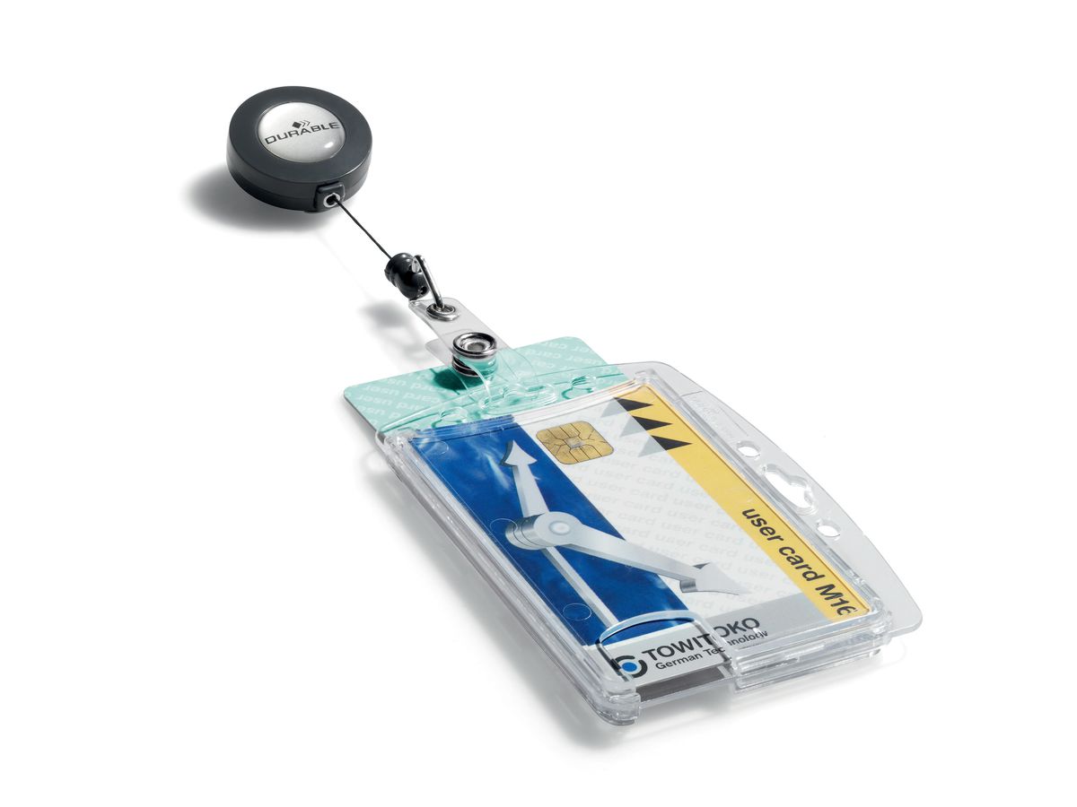 DURABLE Porte-badge pour 2 cartes 822419 a. enrouleur, 54x85mm 10pcs. (4005546802770)