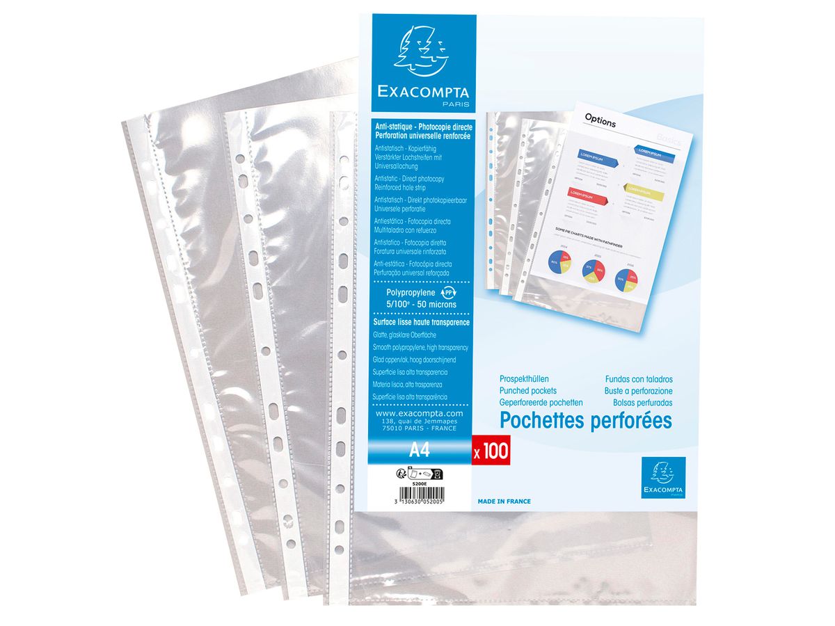 EXACOMPTA Poches présent PP 60my A4 5200E transparent 100 pcs. (3130630052005)