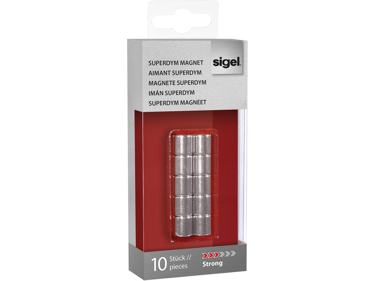 SIGEL Superdym-Magnete 10mm BA701 stark silber, 10 Stück (4004360794391)